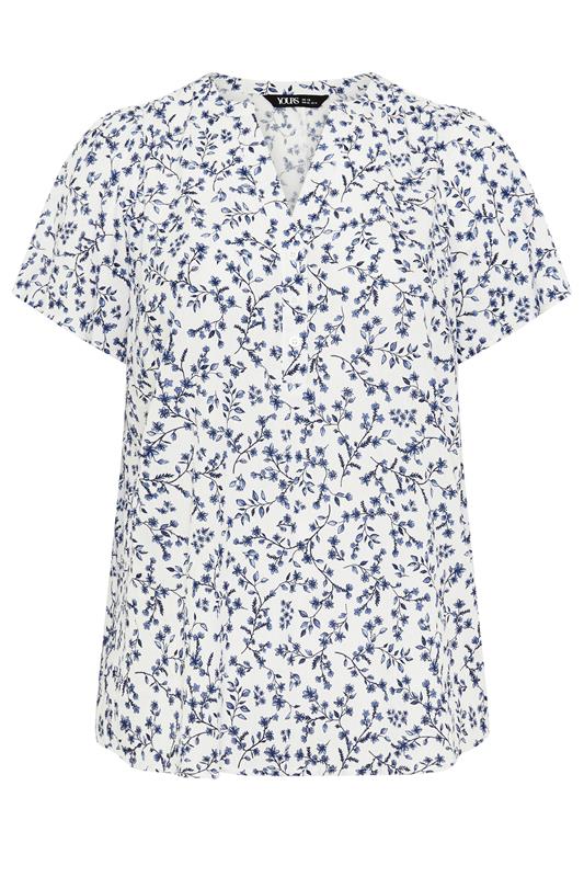 YOURS Plus Size White Ditsy Floral Notch Neck Top | Yours Clothing 5