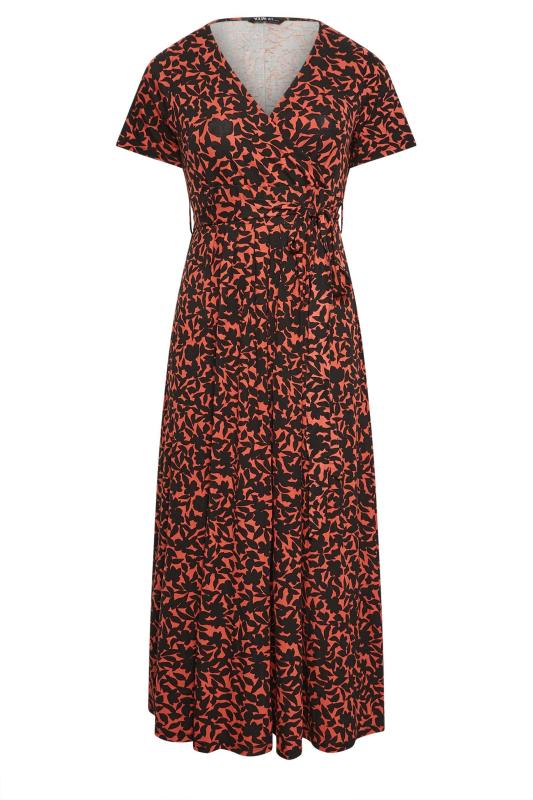 YOURS Plus Size Rust Orange Floral Print Wrap Maxi Dress | Yours Clothing 6