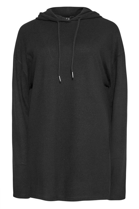 LTS Tall Black Soft Touch Longline Hoodie 5