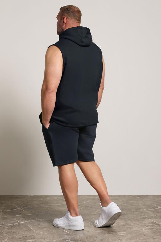 BadRhino Big & Tall Navy Blue Sleeveless Hoodie & Short Set | BadRhino 2