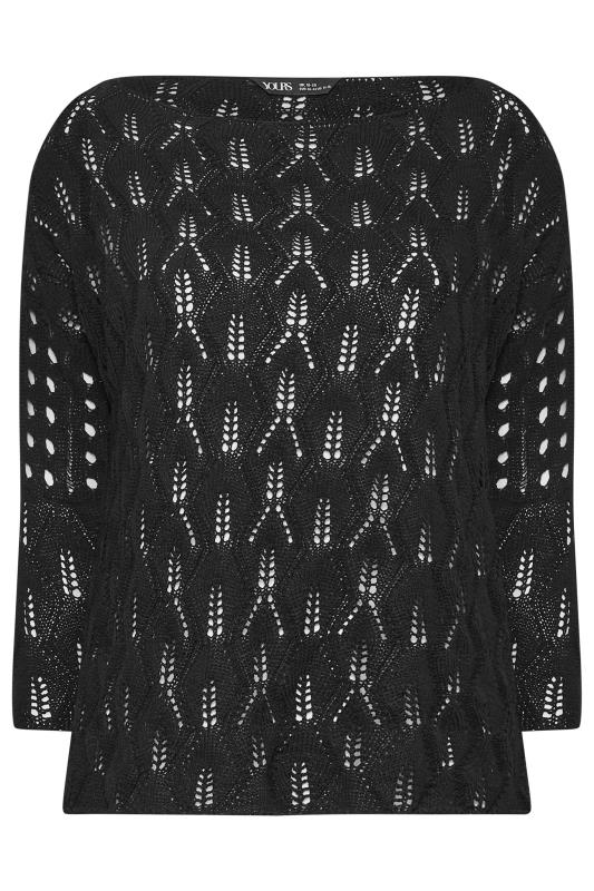 YOURS Plus Size Black Crochet Knit Jumper | Yours Clothing 7