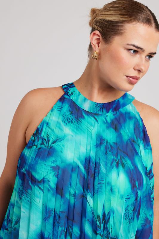 YOURS LONDON Plus Size Blue Abstract Print Pleated Top | Yours Clothing 4