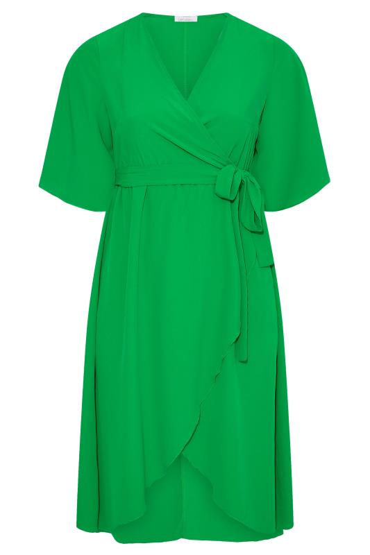 YOURS LONDON Plus Size Bright Green Midi Wrap Dress | Yours Clothing 6