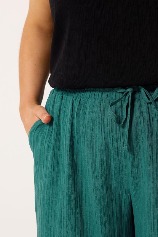 YOURS Plus Size Teal Textured Crop Trousers | Yours Clothing 4