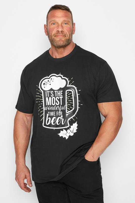 KAM Big & Tall Black Beer Print T-Shirt 1