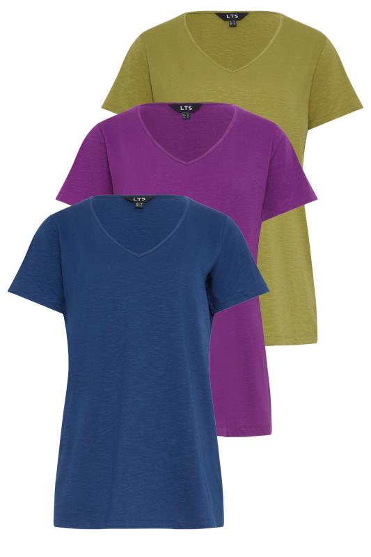 LTS Tall Womens 3 PACK Navy Blue & Purple V-Neck T-Shirts | Long Tall Sally 8
