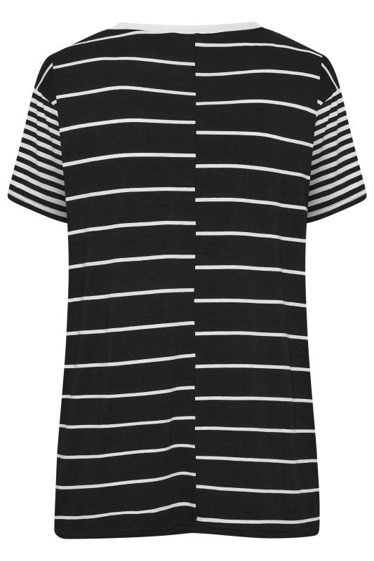LIMITED COLLECTION Plus Size Black Mixed Stripe Print T-Shirt | Yours Clothing 7