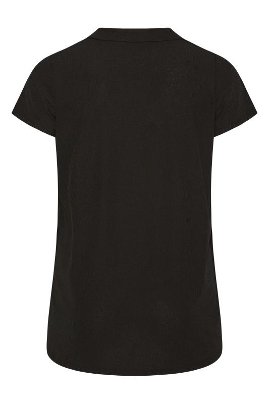 Plus Size Black Textured Polo Top | Yours Clothing  7