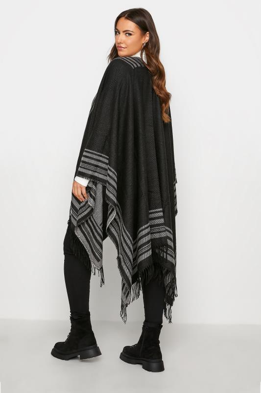 Black Stripe Jacquard Knitted Wrap Shawl_c.jpg