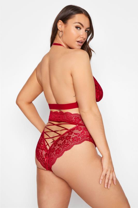  Grande Taille YOURS Curve Red Lace Up Boudoir Briefs