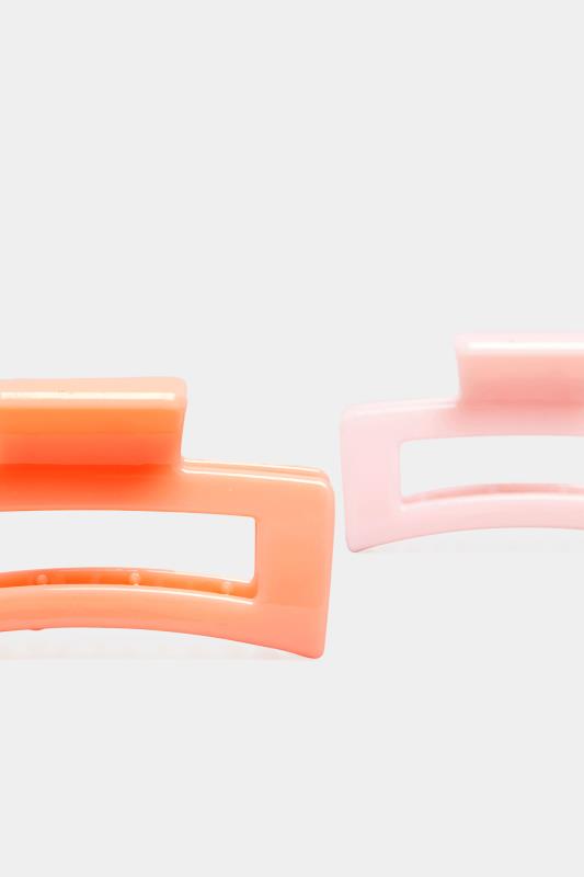 2 PACK Pink & Orange Rectangle Hair Claw Clips_D.jpg