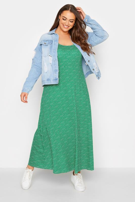 LIMITED COLLECTION Curve Green Spot Print Maxi Dress 2