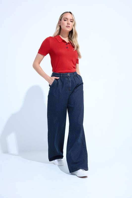  LTS Tall Jeans in Indigoblau mit weitem Bein und Bundfalten