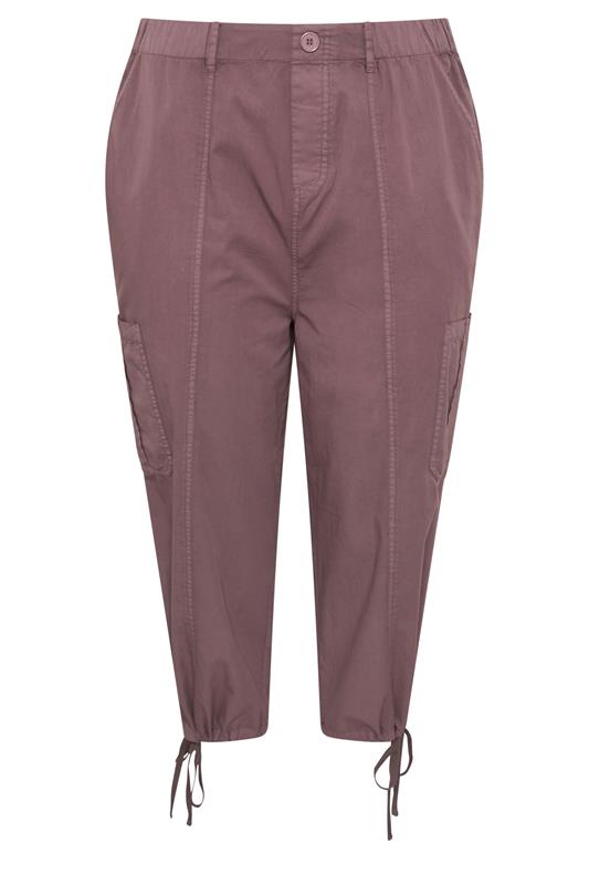 YOURS Plus Size Pink Cropped Cargo Trousers | Yours Clothing 5