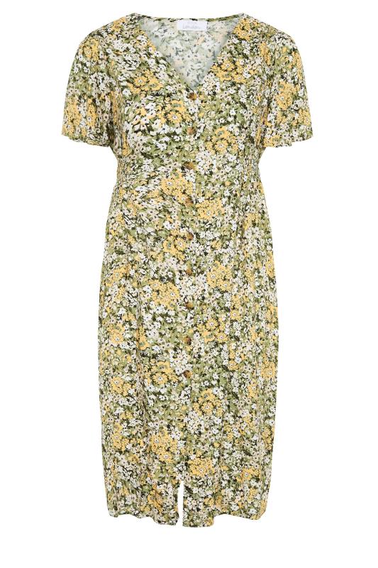 YOURS LONDON Curve Green Floral Button Through Midi Dress_f.jpg