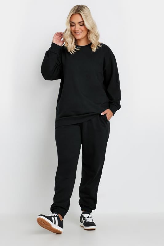 YOURS Plus Size Black Jogger Set | Yours Clothing 1