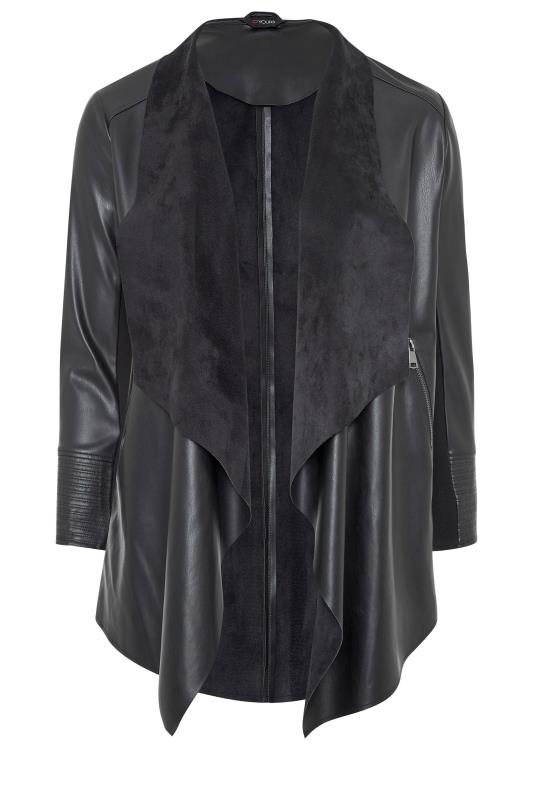 Plus Size Black Waterfall Faux Leather Jacket | Yours Clothing 6