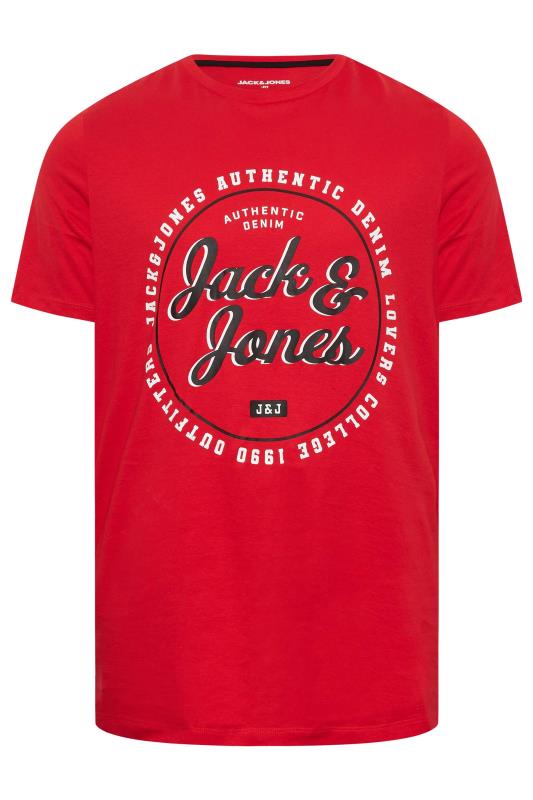 JACK & JONES Big & Tall Red Printed Crew Neck T-Shirt | BadRhino 3
