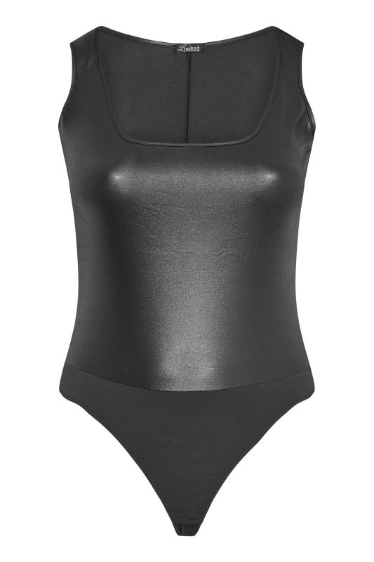 LIMITED COLLECTION Plus Size Black Leather Look Bodysuit | Yours Clothing  5