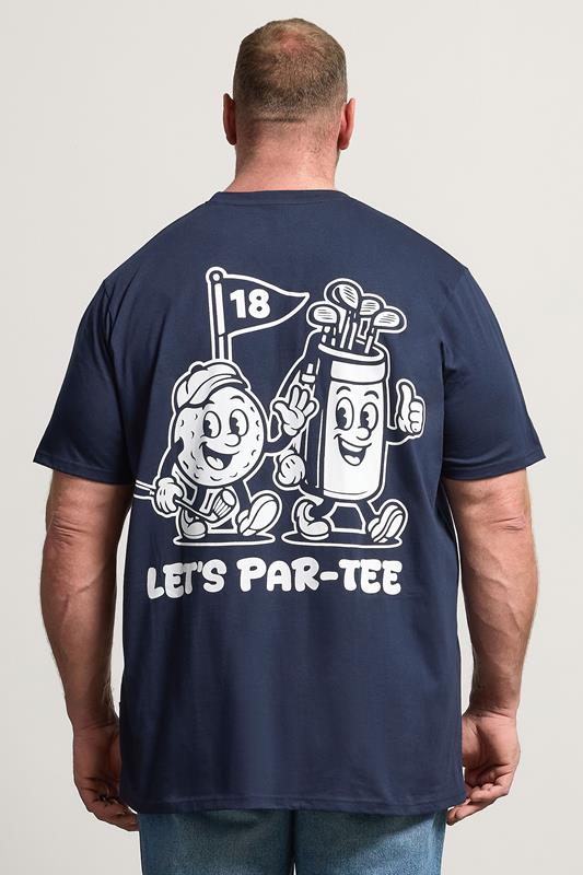 BadRhino Big & Tall Navy Blue Extra Long 'Cartoon Golf' Graphic T-Shirt | BadRhino 3