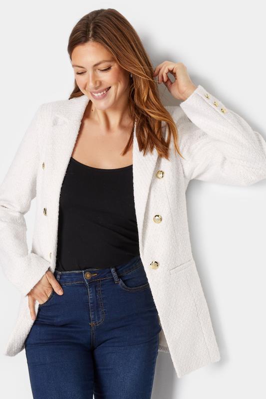  Grande Taille LTS Tall White Boucle Blazer
