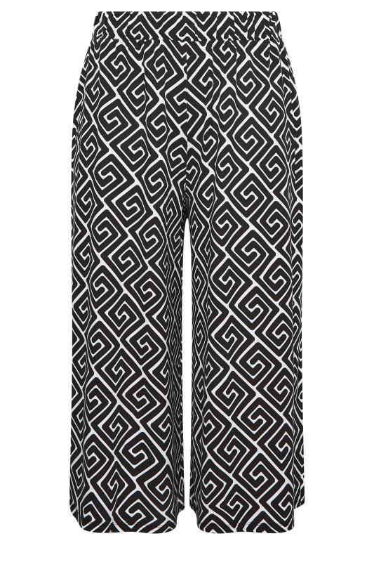 YOURS Curve Plus Size Black Geometric Print Midaxi Culottes | Yours Clothing  5
