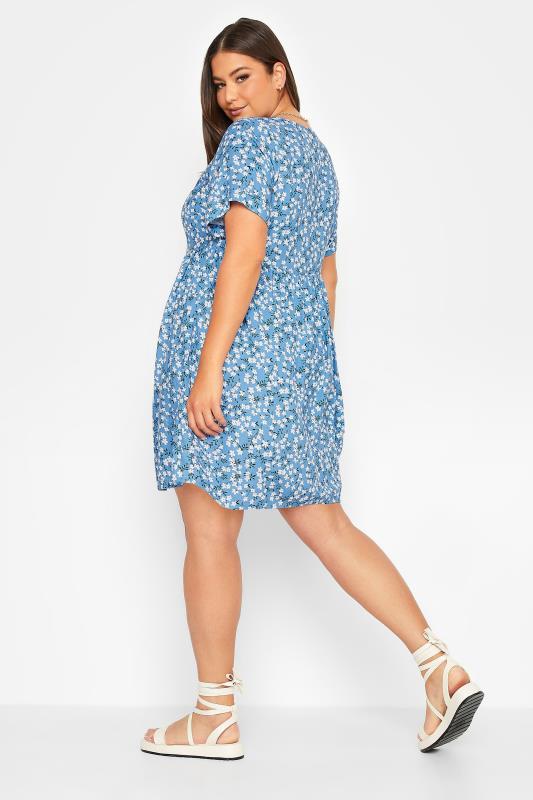 YOURS Plus Size Blue Floral Print Button Through Dress | Yours Clothing 4