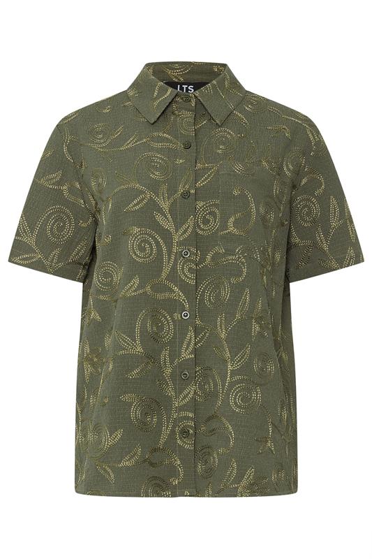 LTS Tall Women's Olive Green Floral Embroidered Shirt | Long Tall Sally 7
