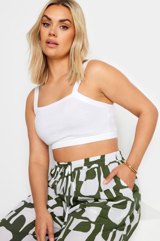 LIMITED COLLECTION Plus Size Green Abstract Print Drawstring Wide Leg Trousers | Yours Clothing 4