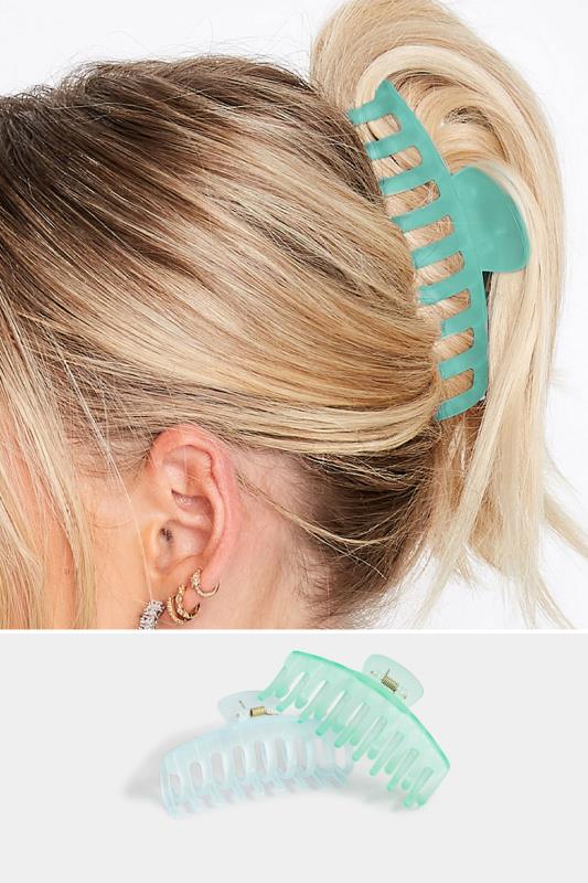 2 PACK Blue & Green Transparent Claw Clips | Yours Clothing  1