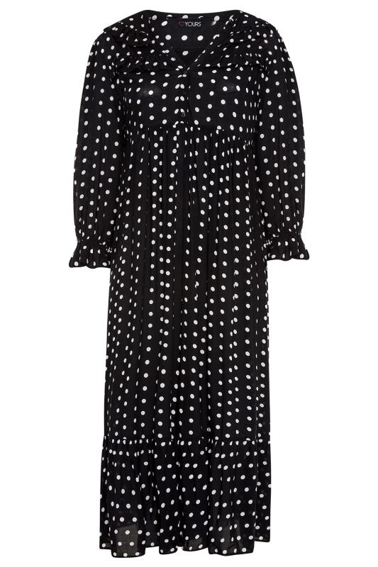 THE LIMITED EDIT Black Polka Dot Frill Smock Maxi Dress_F.jpg