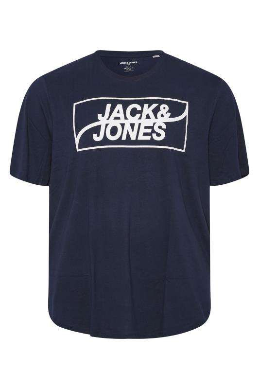 JACK & JONES Big & Tall 2 PACK Navy Blue & Khaki Green Logo T-Shirts_F2.jpg
