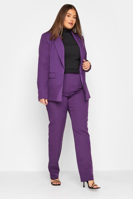 LTS Tall Women's Purple Scuba Crepe Slim Leg Trousers | Long Tall Sally  2