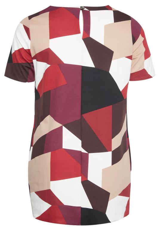 Curve Red Geometric Colour Block Tunic Dress 7