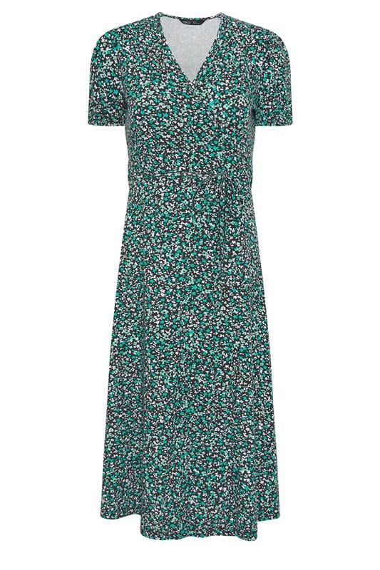 M&Co Petite Green Ditsy Floral Midi Wrap Dress | M&Co 5