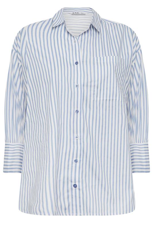 YOURS Plus Size Blue & White Stripe Oversized Shirt | Yours Clothing  6