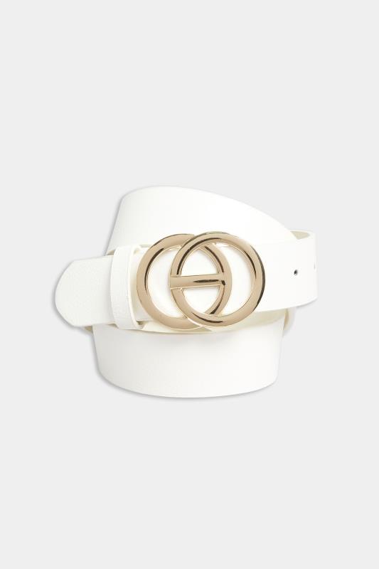 White Double Ring Faux Leather Belt | Yours Clothing 2
