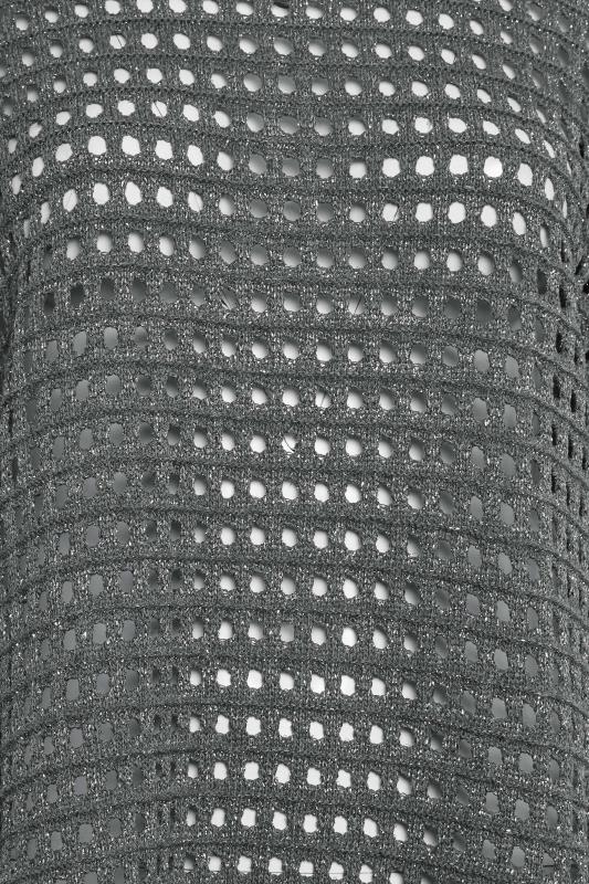 YOURS Plus Size Grey Side Split Metallic Crochet Jumper | Yours Clothing 5