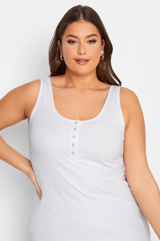 YOURS Plus Size Curve White Popper Vest Top | Yours Clothing  4