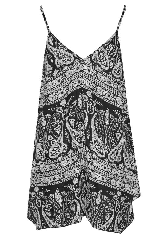 Plus Size Black Paisley Hanky Hem Vest Top | Yours Clothing  6