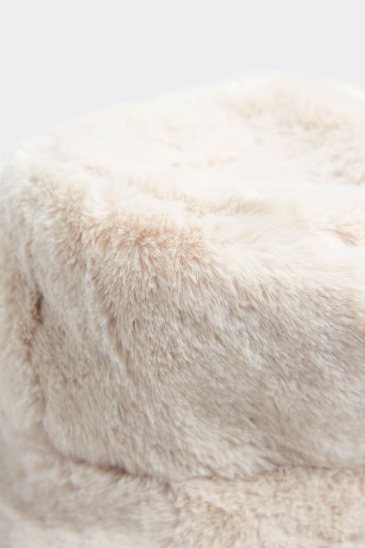 Plus Size Cream Faux Fur Bucket Hat | Yours Clothing 4