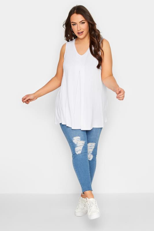 Plus Size White Swing Vest Top | Yours Clothing 2