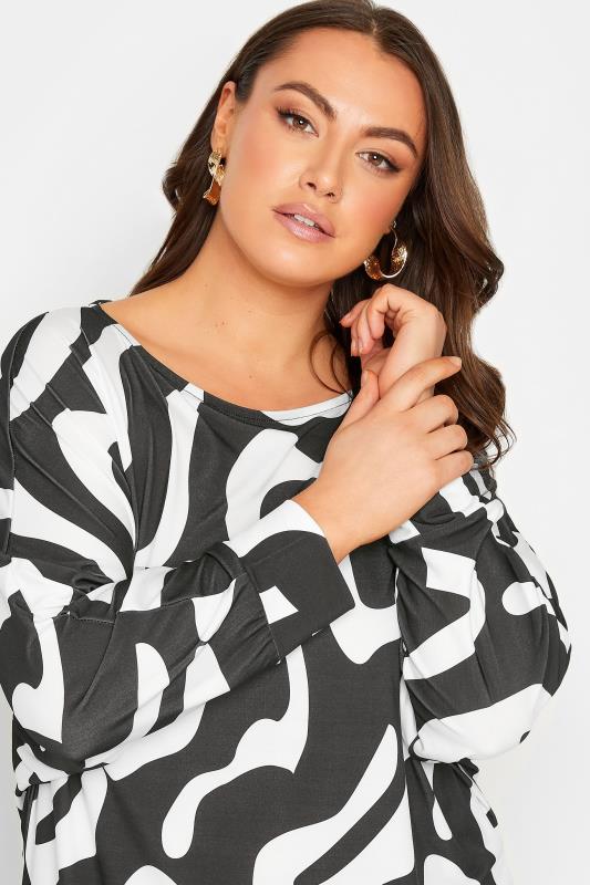 YOURS Plus Size Black & White Abstract Print Tunic Top | Yours Clothing 4