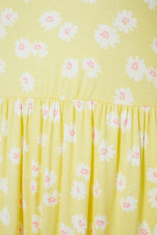 Lemon Yellow Floral Print Short Frill Sleeve Dress_s.jpg