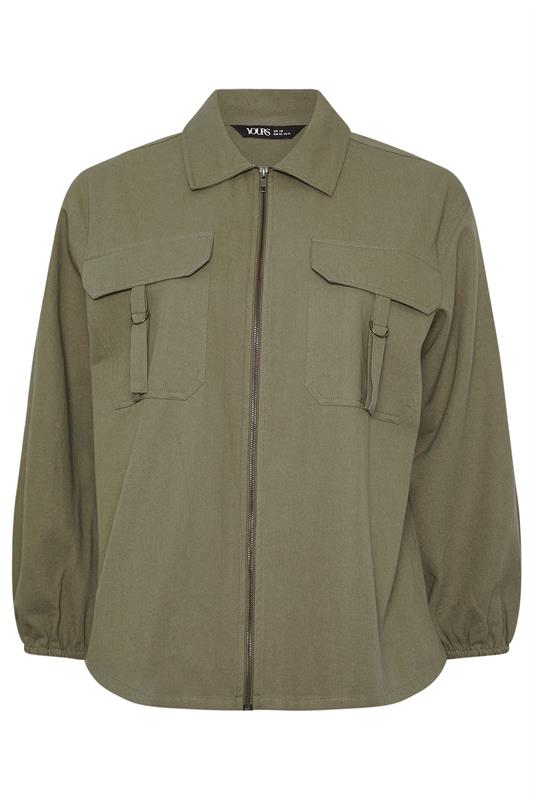 YOURS Curve Khaki Green Utility Shacket 5