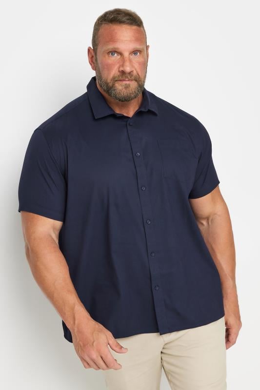 Men's  BadRhino Big & Tall Navy Blue Stretch Short Sleeve Shirt