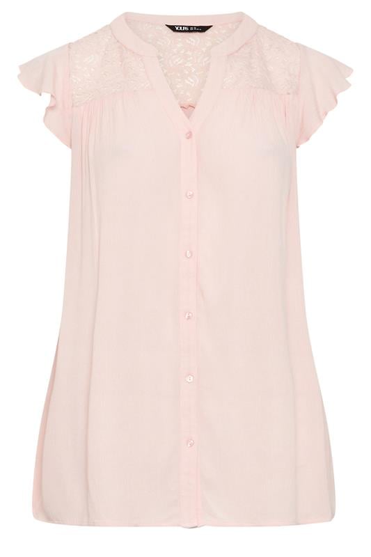 YOURS Plus Size Pink Lace Detail Blouse | Yours Clothing 5