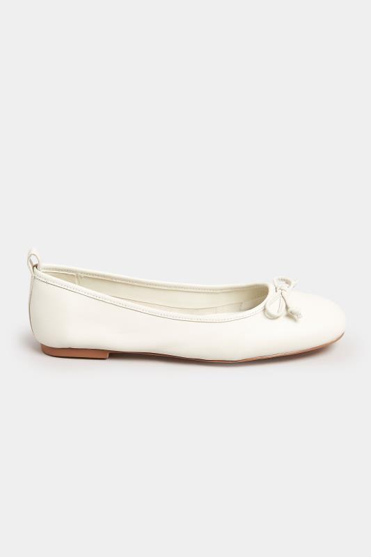 LTS White Leather Ballerina Pumps In Standard Fit | Long Tall Sally