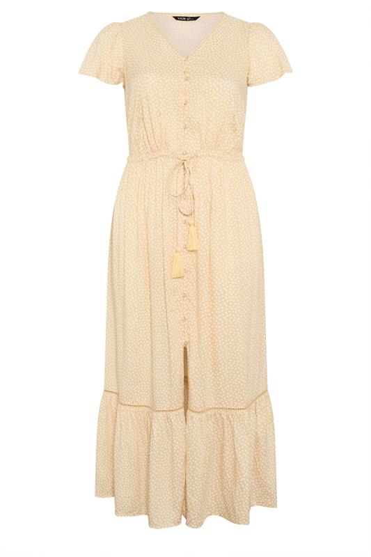 YOURS Curve Yellow Ditsy Floral Print Maxi Dress | Yours Clothing 5
