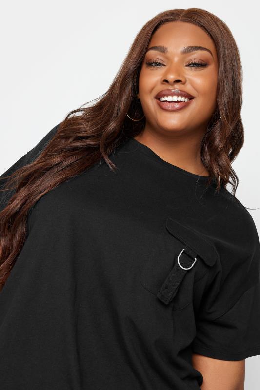 LIMITED COLLECTION Plus Size Black Utility Pocket T-Shirt | Yours Clothing 4